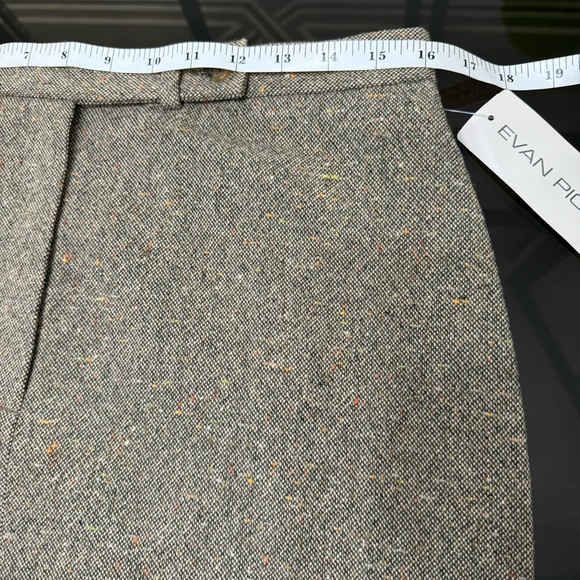 Vintage Evan Picone Wool Blend Green Brown Woven Tweed Midi Pencil Skirts, 12 - Picture 11 of 13